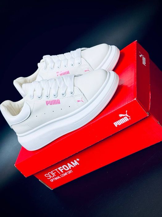 Женские кроссовки пума белые кожаные кросовки стильные puma