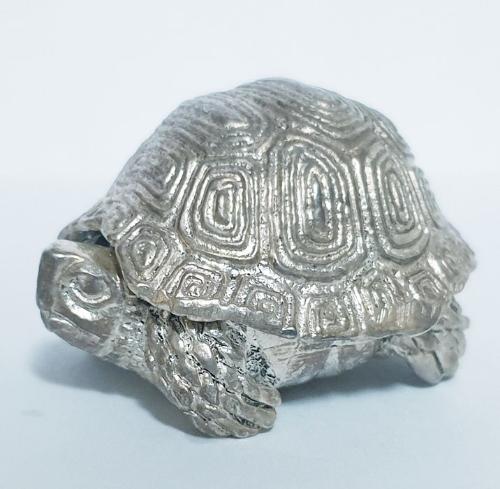 Antiga pequena amorosa caixa tartaruga em casquinha