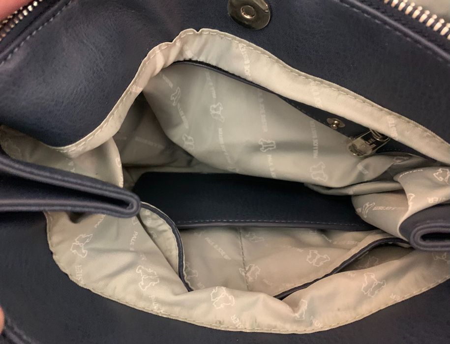 Paul & Joe Sister granatowa torebka z falbanką koty