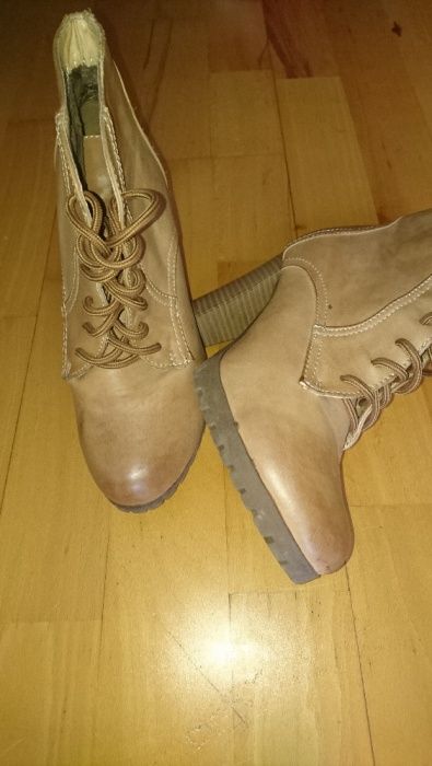 botki brązowe zimowe sznurowane r.37