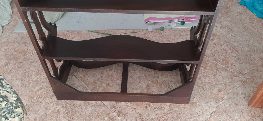 Consola em madeira e mármore