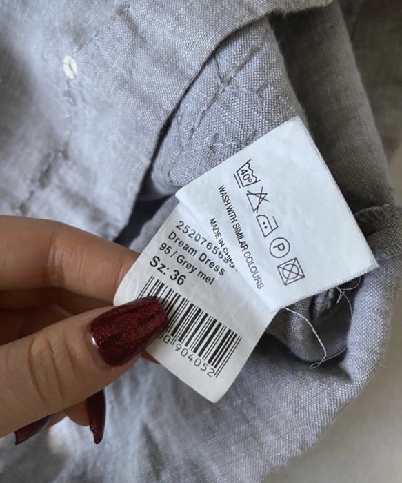 Lniana luzna sukienka na ramiaczkach s 36 cekiny