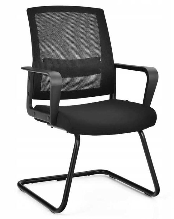 Ergonomiczny fotel biurowy na płozach krzesło konferencyjne wygodny