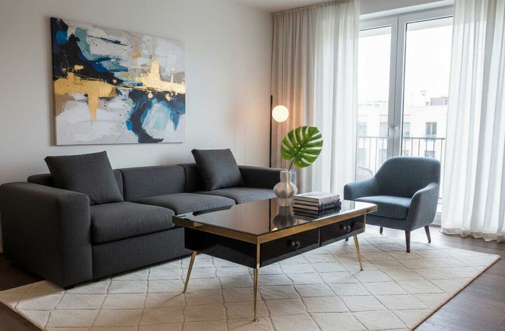 Stolik Kawowy GLAMOUR 100x60 Złote Lustro Czarny Szklany - LUX