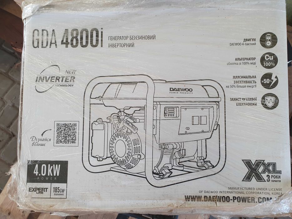 генератор Daewoo GDA 4800i, 4инвертор, б/у 3 - 3,5 часа,