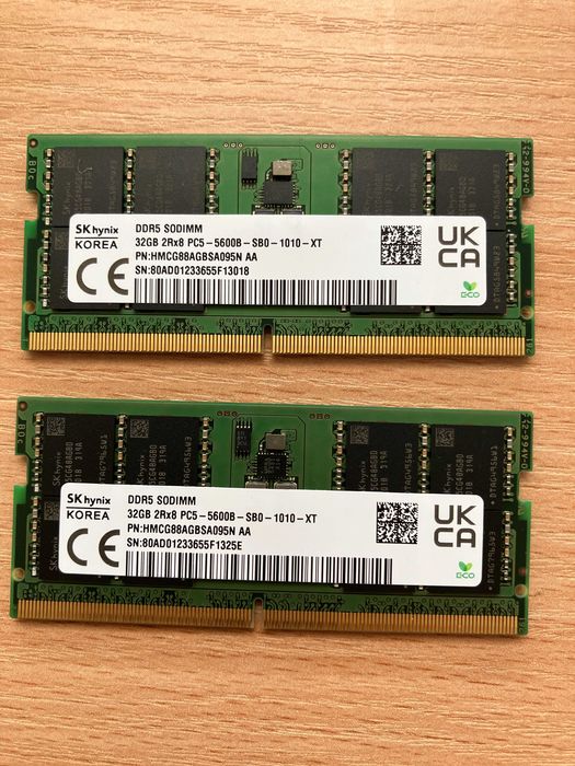 SK Hynix 64GB (2*32GB) zestaw DDR5 5600MHz SODIMM HMCG88AGBSA095N
