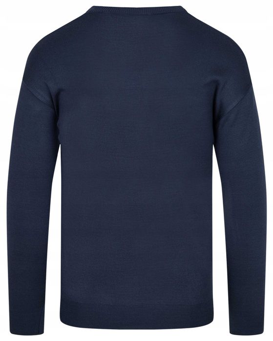 Sweter Męski V Serek- Wełna - KNK - jeans