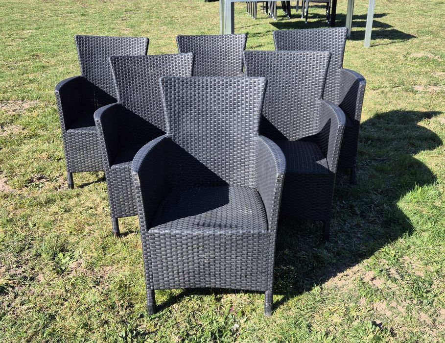 Fotele ogrodowe tarasowe zewnętrzne czarne plastikowe
