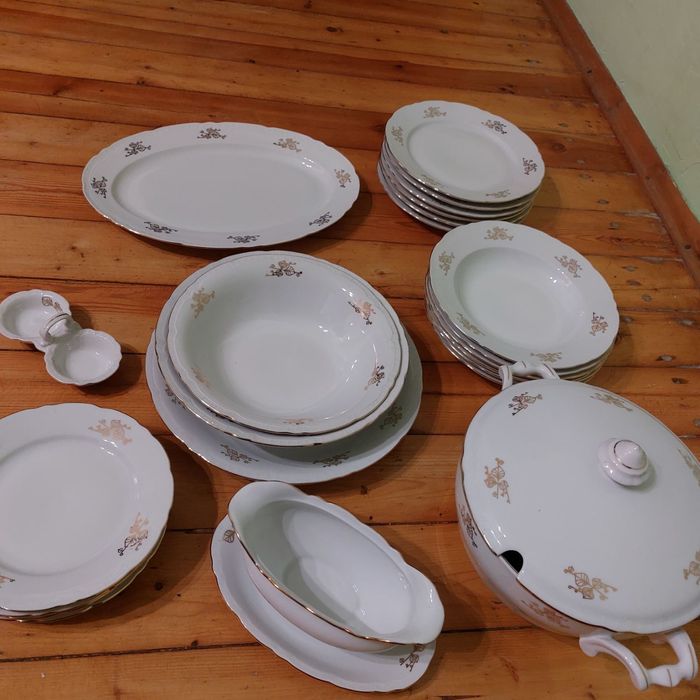 Сервиз, Чехия,  старый, Антикварный, посуда,  тарелки,  соусник
