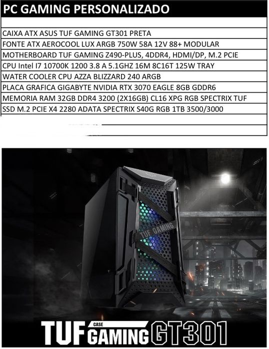 PC Gamer Usado em Excelente Estado - Torre 1TB, 32GB RAM i7 NVIDIA RTX 3070