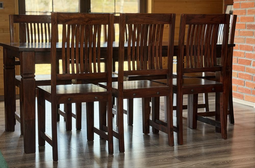 Stol+krzesla +ława lite drewno  Fredericia