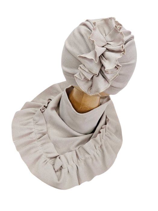 Czapka turban plus chustka z falbanką