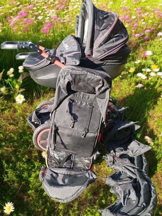 Wózek 3w1 Lonex czerwono-czarny