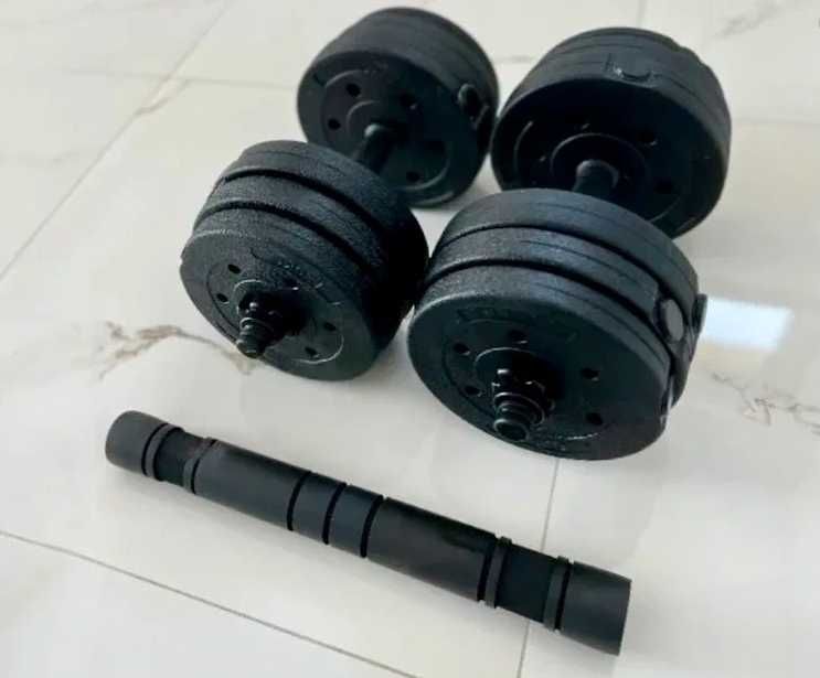 Hantle 2x10KG regulowane bitumiczne gryf łącznik +20KG obciążenia NOWE