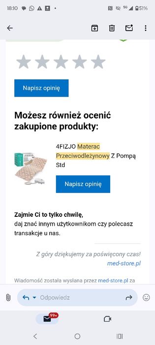 Materac przeciwodlezynowy