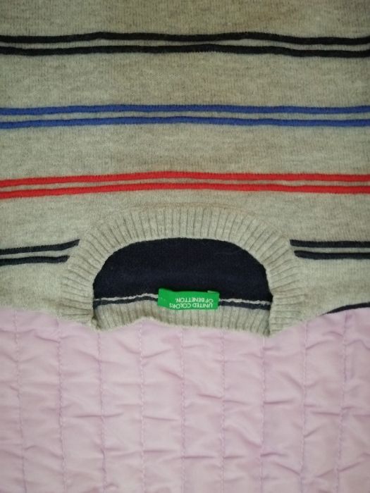 Camisola cinza riscas algodão Benetton– tamanho M (7/8 anos: 130cm)