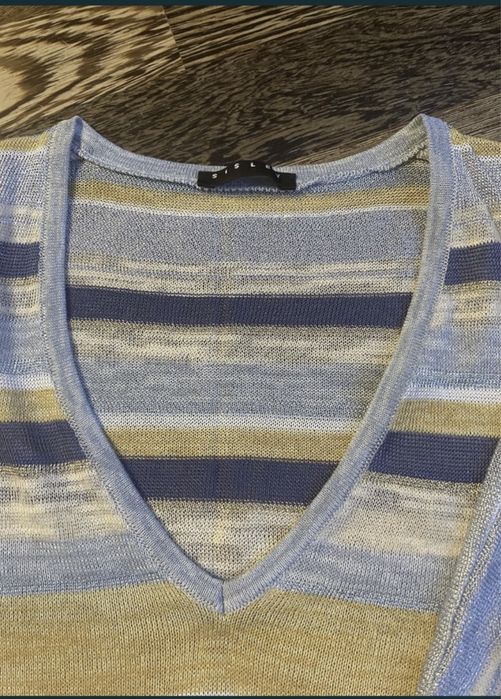 Sisley sweter w pasy niebieskie roz. XS