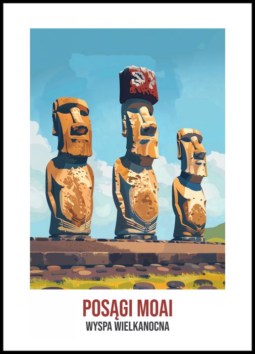 Plakat 70x100cm Posągi Moai