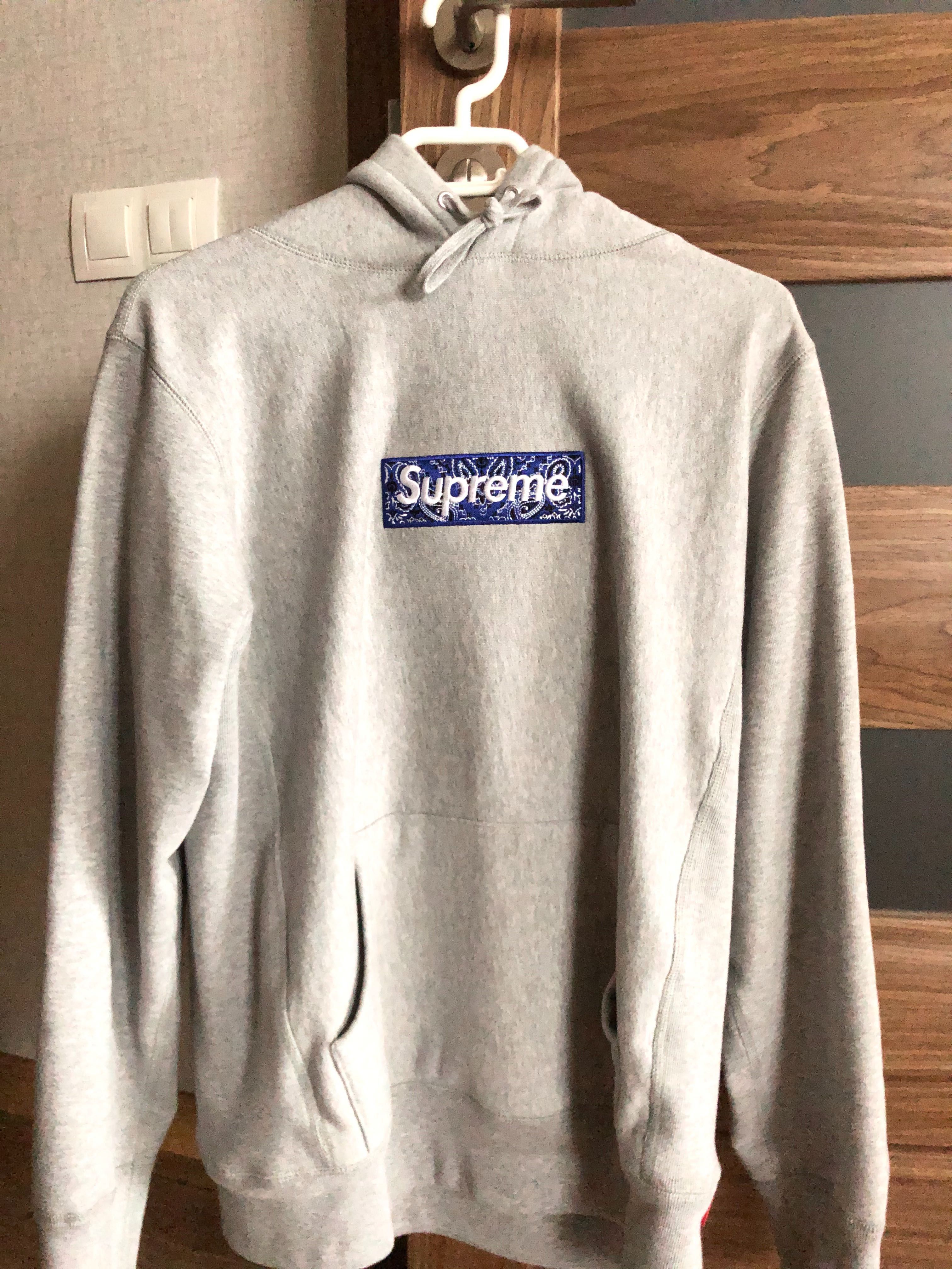 Supreme bandana box logo hooded sweatshirt heather grey sale Supreme bandana box logo hooded sweatshirt heather grey sale