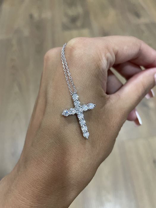 Крестик с муассанитами 1.10ct серебро 925