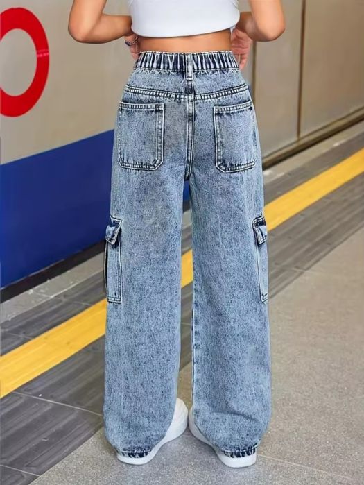 Джинси карго для дівчинки, широкі джинси