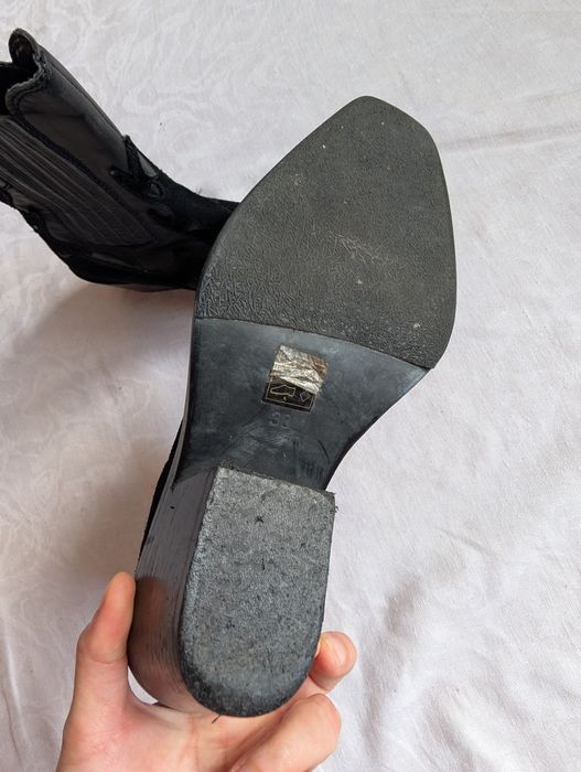 Шкіряні козаки чорні вінтаж