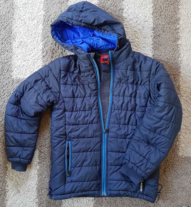 Kurtka zimowa ciemny granat 12 lat, kaptur