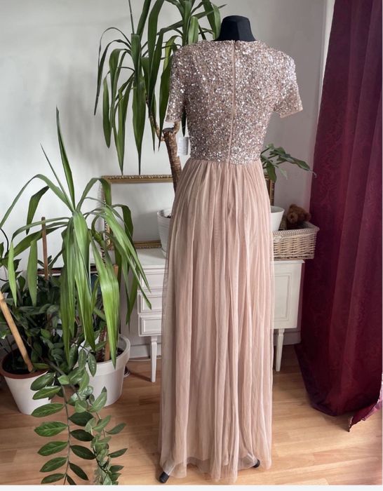 Maya deluxe cekinowa sukienka maxi tiulowa M 38 L 40