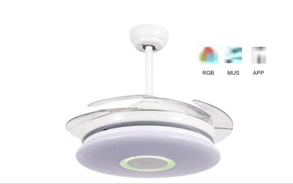 Lampa sufitowa LED RGB z ukrytym wentylatorem | Bluetooth | Sterowanie aplikacją | Pilot | NOWA