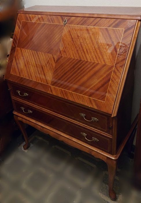 Sekretarzyk drewniany retro Henryków szuflady biurko stół  stolik