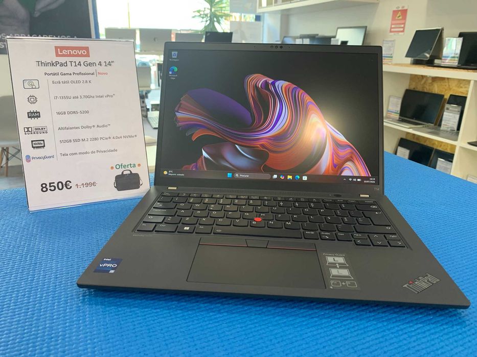 Lenovo ThinkPad T14 Gen 4 | Novo (sem caixa) |  i7-1355U | 16GB DDR5 | 512GB NVMe | OLED 2.8K Tátil  | Loja Física e Web Site