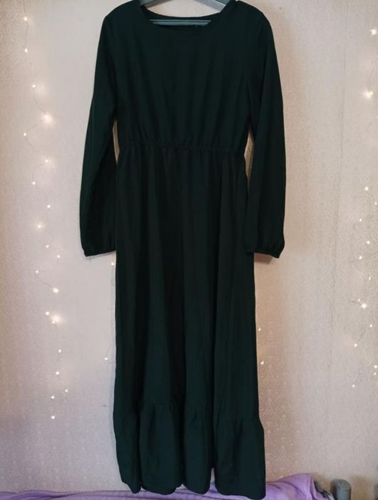 Сукня максі темно зелена