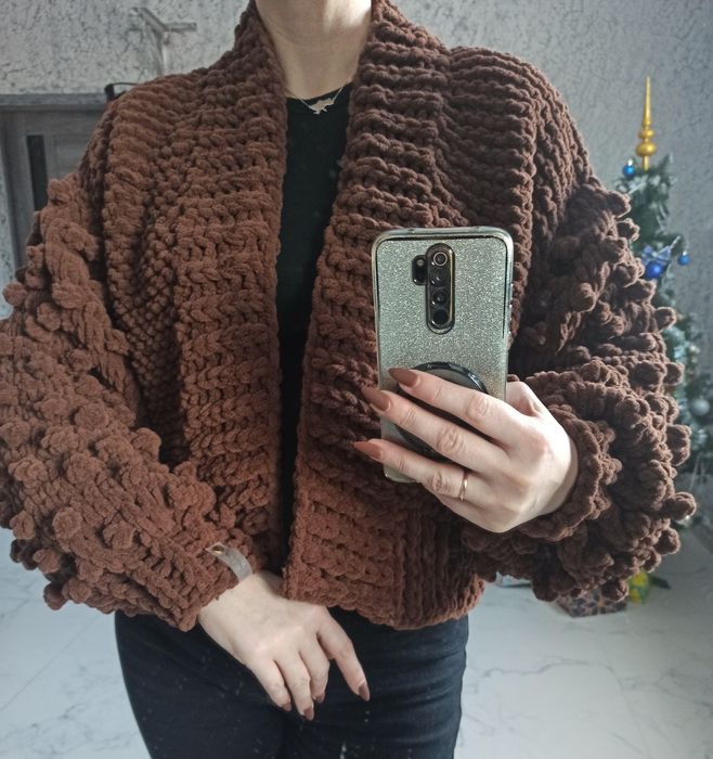 Кардиган вязаний з плюшевої пряжі