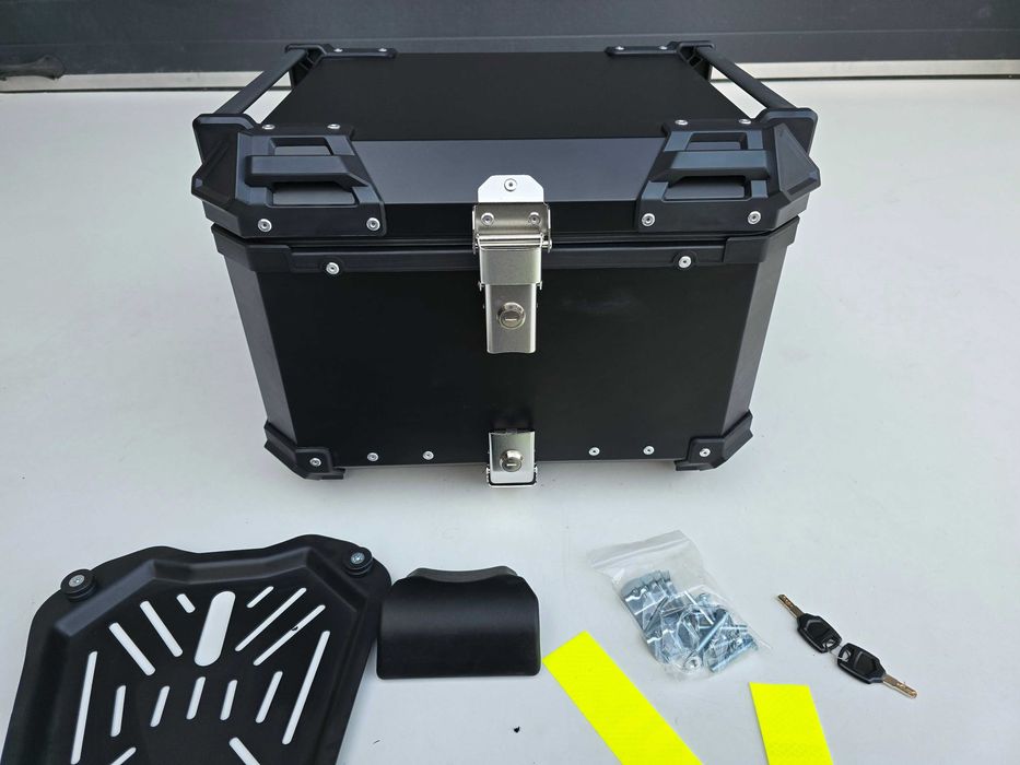 KUFER CENTRALNY Motocyklowy ALUMINIOWY Czarny 55L +Płyta +Oparcie