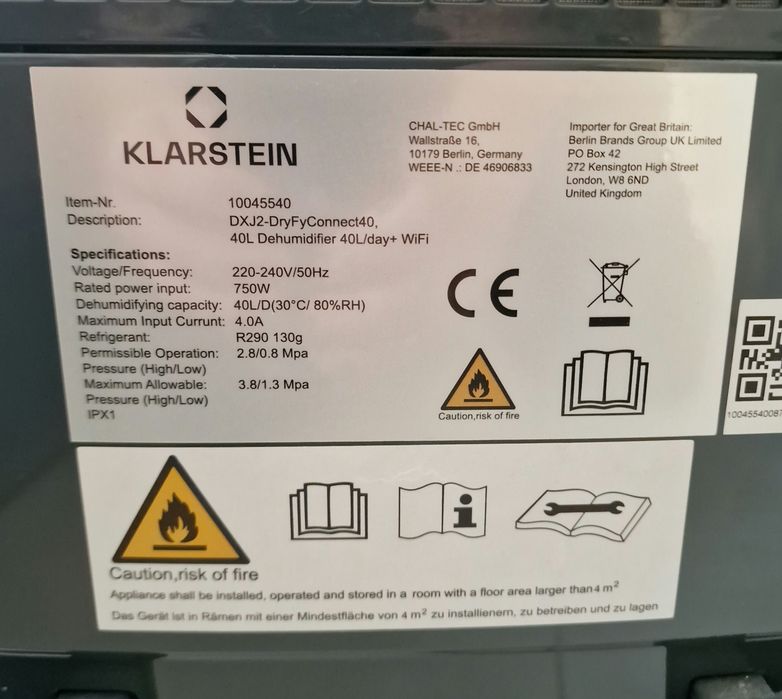 Osuszacz Klarstein Dryfy connect 40L40