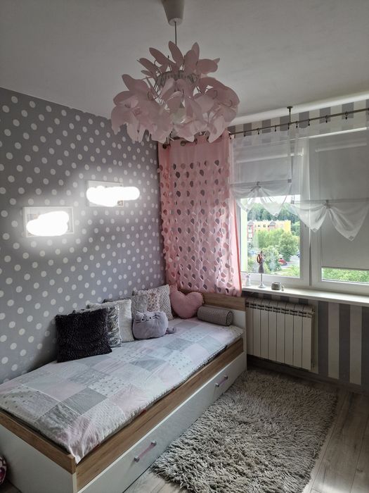 Zasłona ażurowa, pudrowy róż