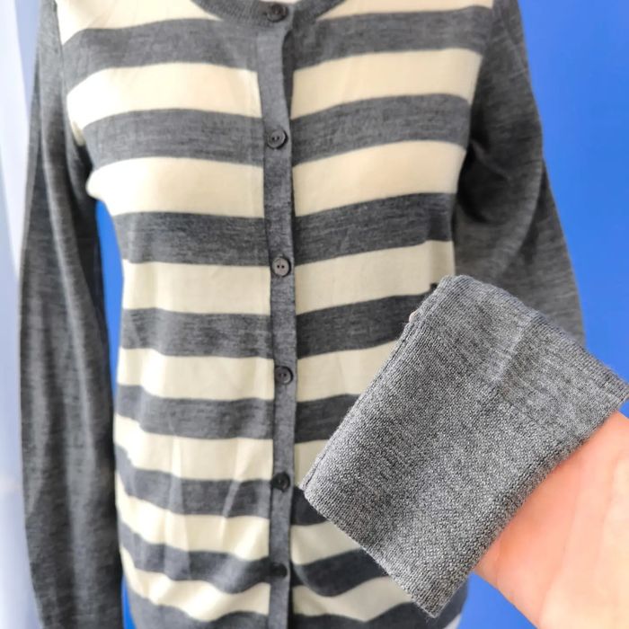 GAP - oryginalny sweter damski kardigan w paski 100% wełna merino