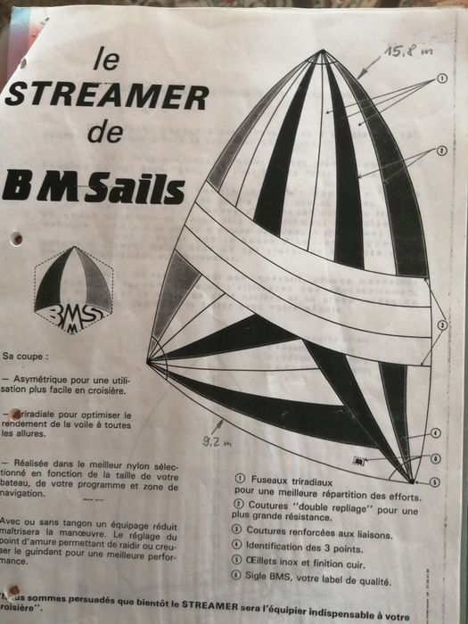 Spi assimétrico 116m^2 (15,8x9), marca BM-Sails,