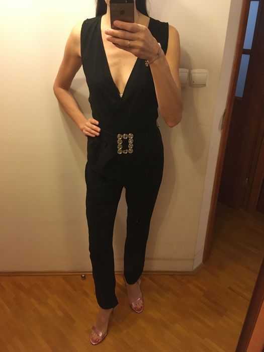 Zara czarny kombinezon z paskiem r. S nowy