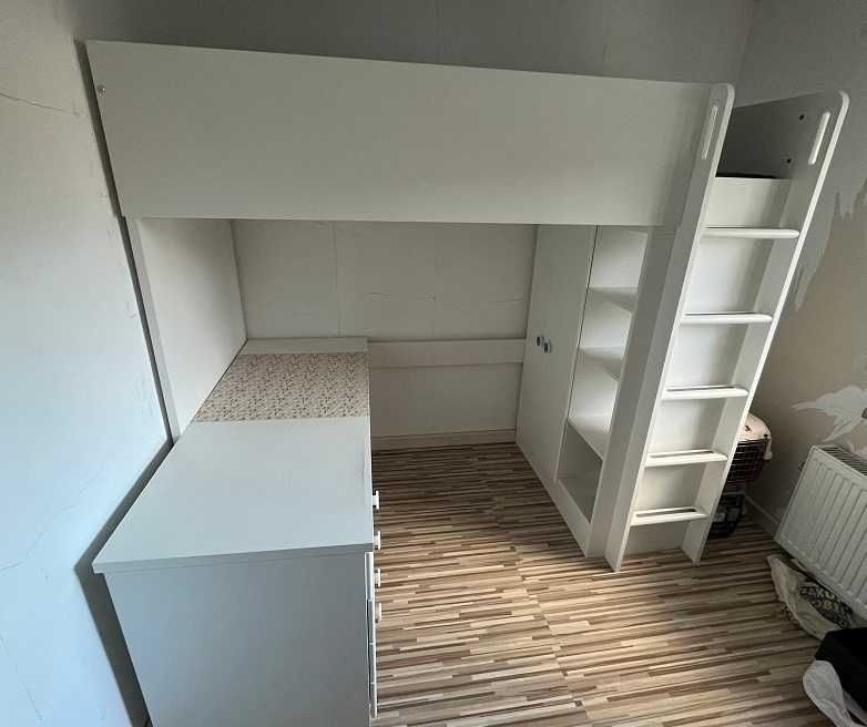 Łóżko na antresoli SMASTAD Ikea, Białe piętrowe