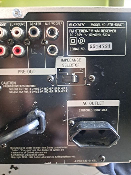 Amplituner kina domowego SONY STR-DB 870 QS
