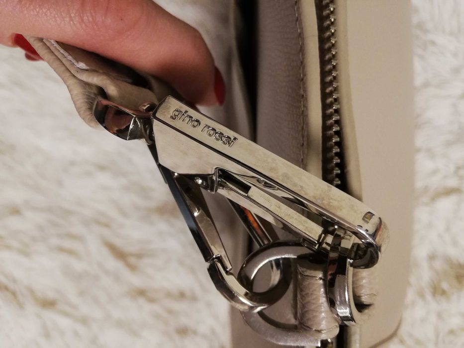 skórzana torebka Gino Rossi beż shoper bag jak nowa