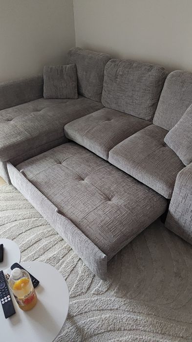 Sofá cama com baú e chaise longue