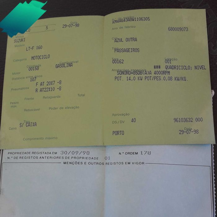Moto 4 Suzuki com matricula 1 dono