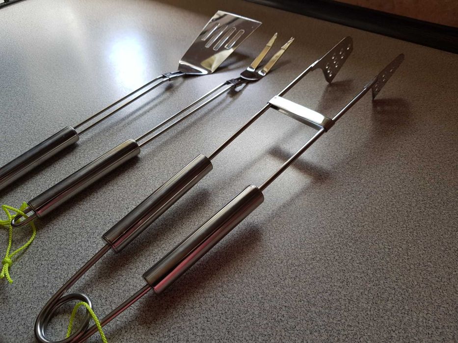 NOWE Przybory akcesoria sztućce do grilla ze stali nierdzewnej