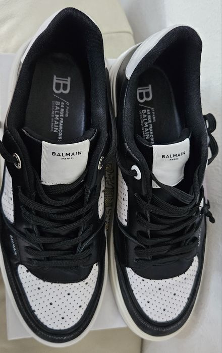 Balmain 44 sneakersy B-COURT FLIP skórzane buty trampki nowe z metkami piękne biało czarne