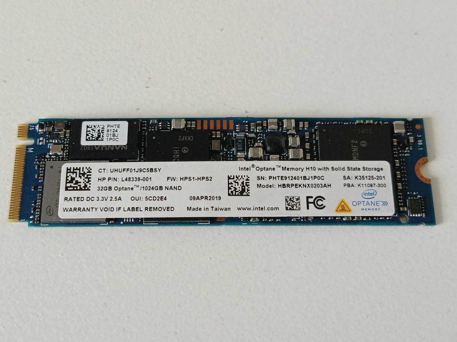 1TB SSD накопичувач Intel H10 m.2 NVMe з нового ноутбука