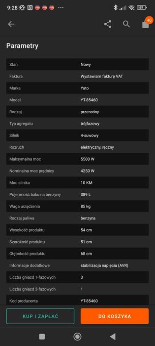 agregat prądotwórczy yato yt85460 trzy trójfazowy