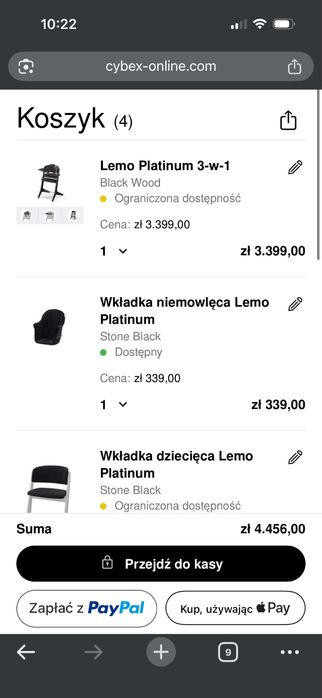NOWE Cybex Lemo Platinum Krzesełko 3 w 1 bogaty zestaw