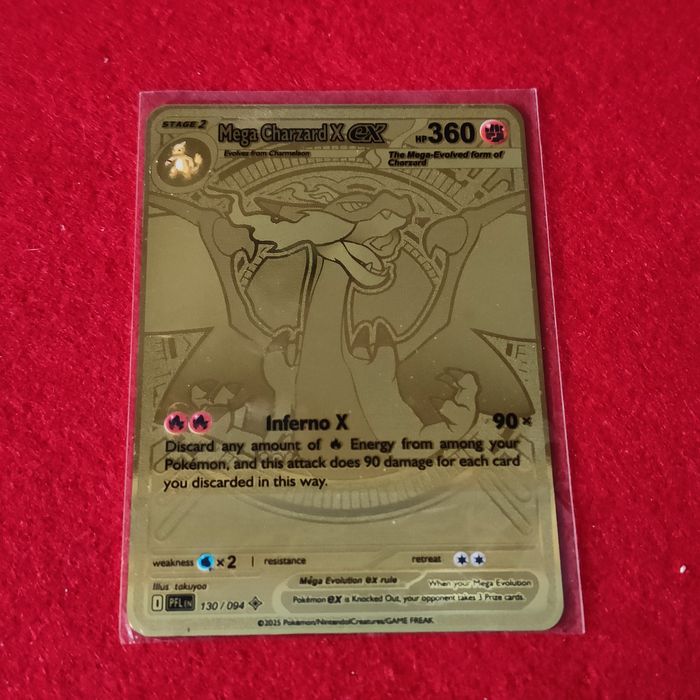 Karta Pokemon Metalowa Złota Mega Charizard X